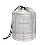 White And Grey Plaid Pattern Print Drawstring Makeup Bag