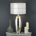 White And Grey Plaid Pattern Print Drum Lamp Shade
