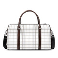 White And Grey Plaid Pattern Print Duffel Bag