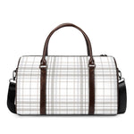 White And Grey Plaid Pattern Print Duffle Bag