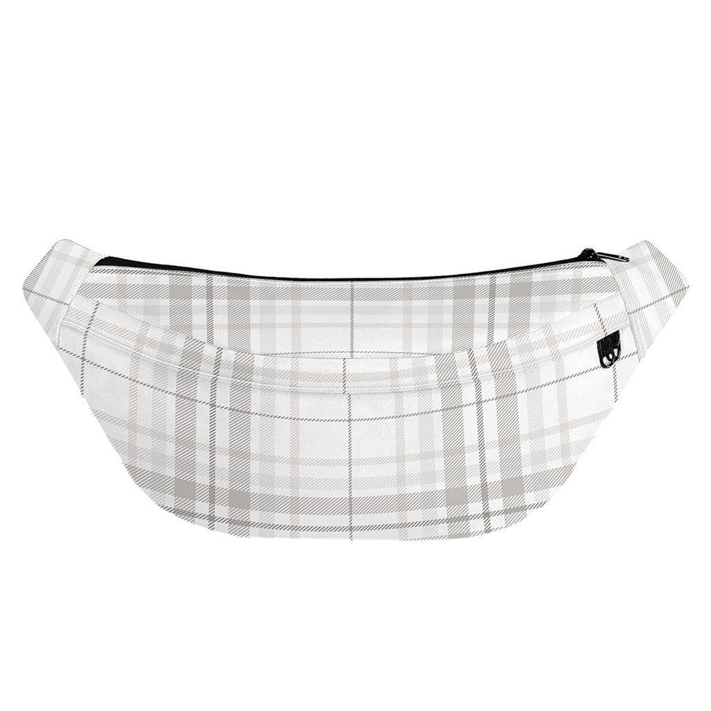 White And Grey Plaid Pattern Print Fanny Pack