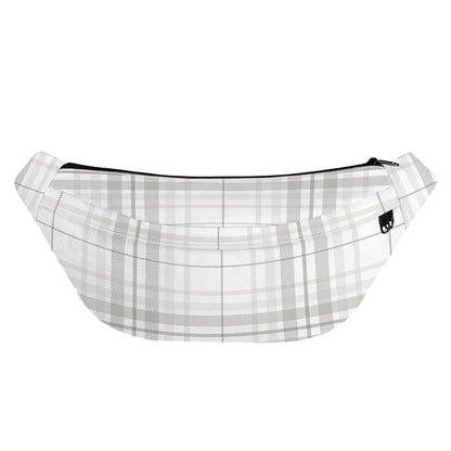 White And Grey Plaid Pattern Print Fanny Pack