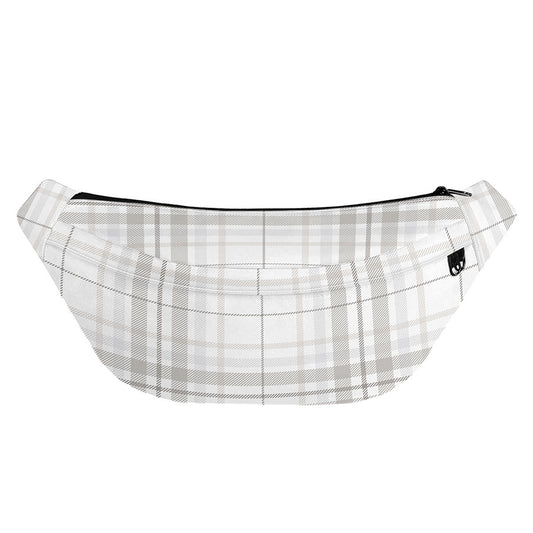 White And Grey Plaid Pattern Print Fanny Pack