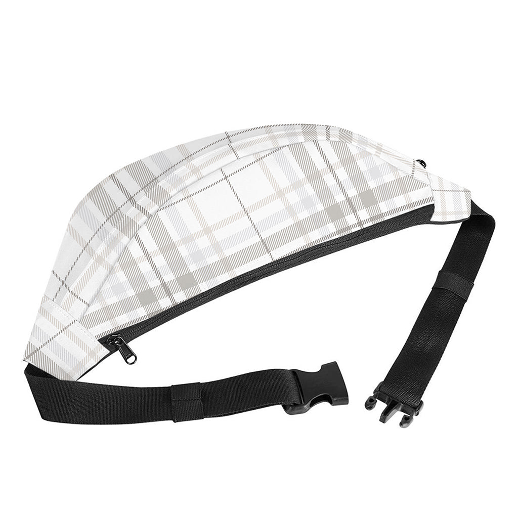 White And Grey Plaid Pattern Print Fanny Pack