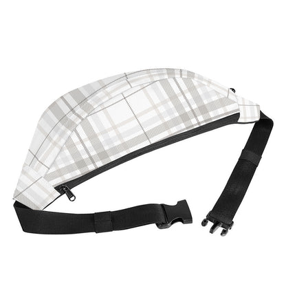 White And Grey Plaid Pattern Print Fanny Pack