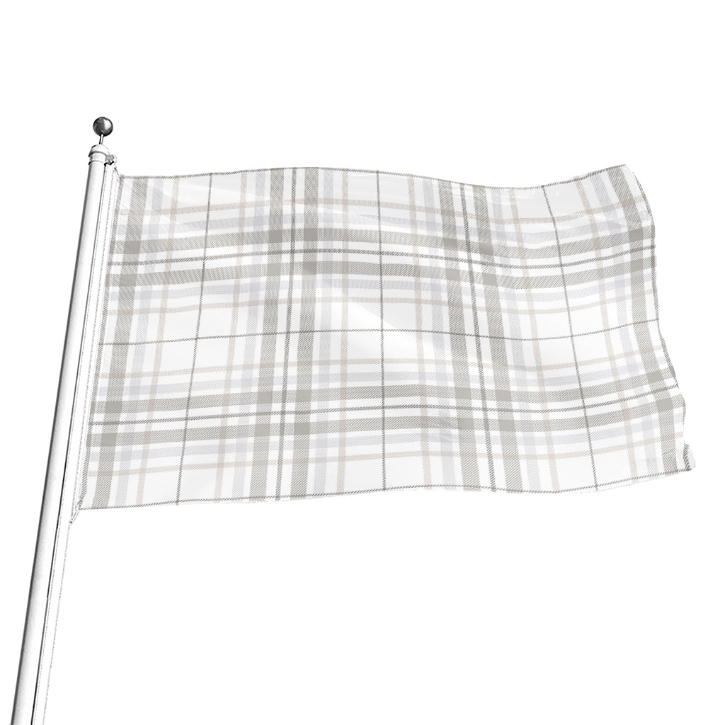 White And Grey Plaid Pattern Print Flag