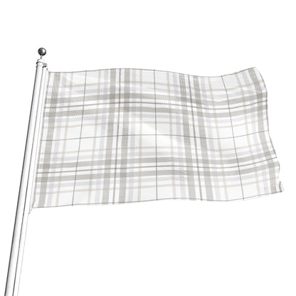 White And Grey Plaid Pattern Print Flag