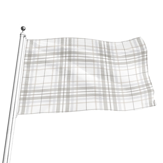 White And Grey Plaid Pattern Print Flag