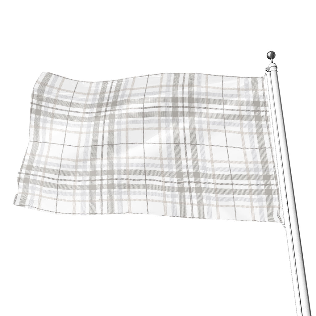 White And Grey Plaid Pattern Print Flag