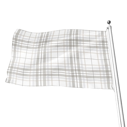 White And Grey Plaid Pattern Print Flag