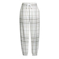 White And Grey Plaid Pattern Print Fleece Lined Knit Pants