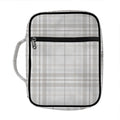 White And Grey Plaid Pattern Print Front Pocket Bible Bag