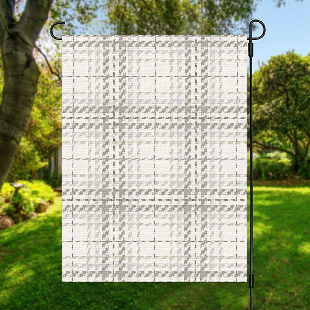 White And Grey Plaid Pattern Print Garden Flag