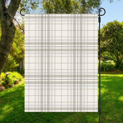 White And Grey Plaid Pattern Print Garden Flag
