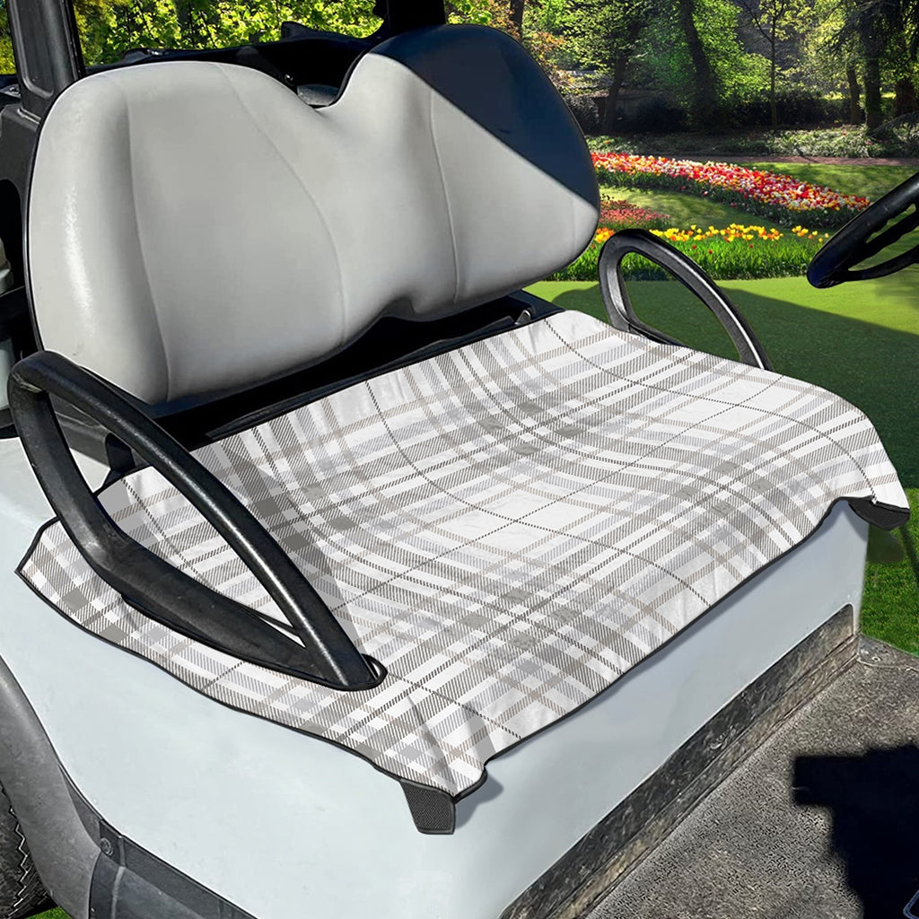 White And Grey Plaid Pattern Print Golf Cart Seat Cover