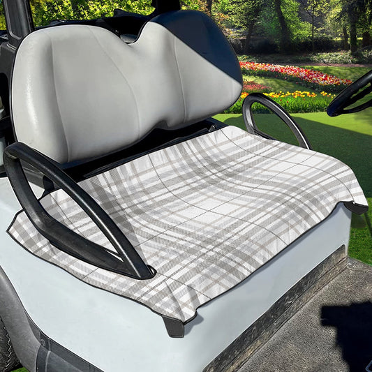 White And Grey Plaid Pattern Print Golf Cart Seat Cover