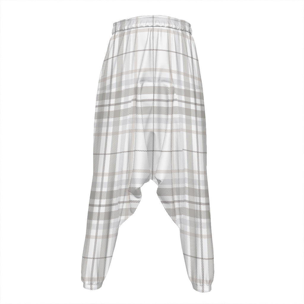 White And Grey Plaid Pattern Print Hammer Pants