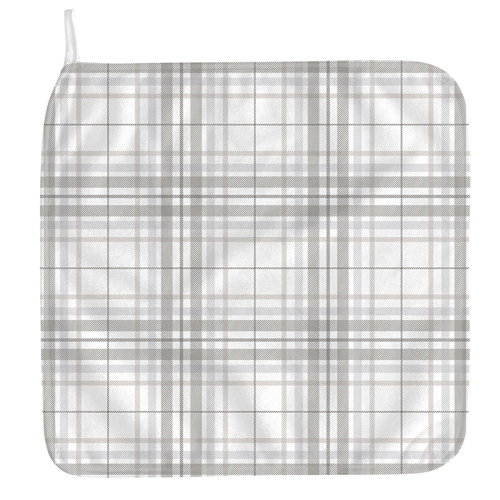 White And Grey Plaid Pattern Print Hand Towel