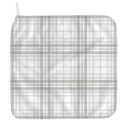 White And Grey Plaid Pattern Print Hand Towel