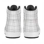 White And Grey Plaid Pattern Print High Top Leather Sneakers