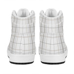 White And Grey Plaid Pattern Print High Top Leather Sneakers