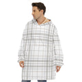 White And Grey Plaid Pattern Print Hoodie Blanket