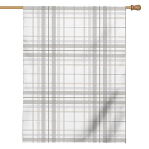 White And Grey Plaid Pattern Print House Flag