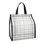 White And Grey Plaid Pattern Print Insulated Lunch Tote