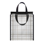 White And Grey Plaid Pattern Print Insulated Lunch Tote