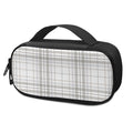 White And Grey Plaid Pattern Print Portable Cooler Travel Case