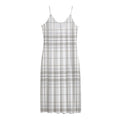 White And Grey Plaid Pattern Print Jersey Midi Cami Dress