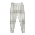 White And Grey Plaid Pattern Print Jogger Pants