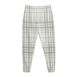 White And Grey Plaid Pattern Print Jogger Pants