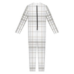 White And Grey Plaid Pattern Print Jumpsuit