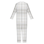 White And Grey Plaid Pattern Print Jumpsuit