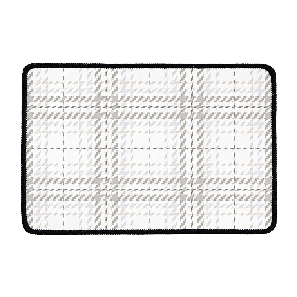 White And Grey Plaid Pattern Print Kitchen Mat