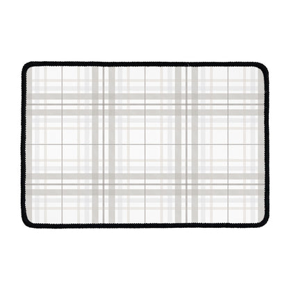 White And Grey Plaid Pattern Print Kitchen Mat
