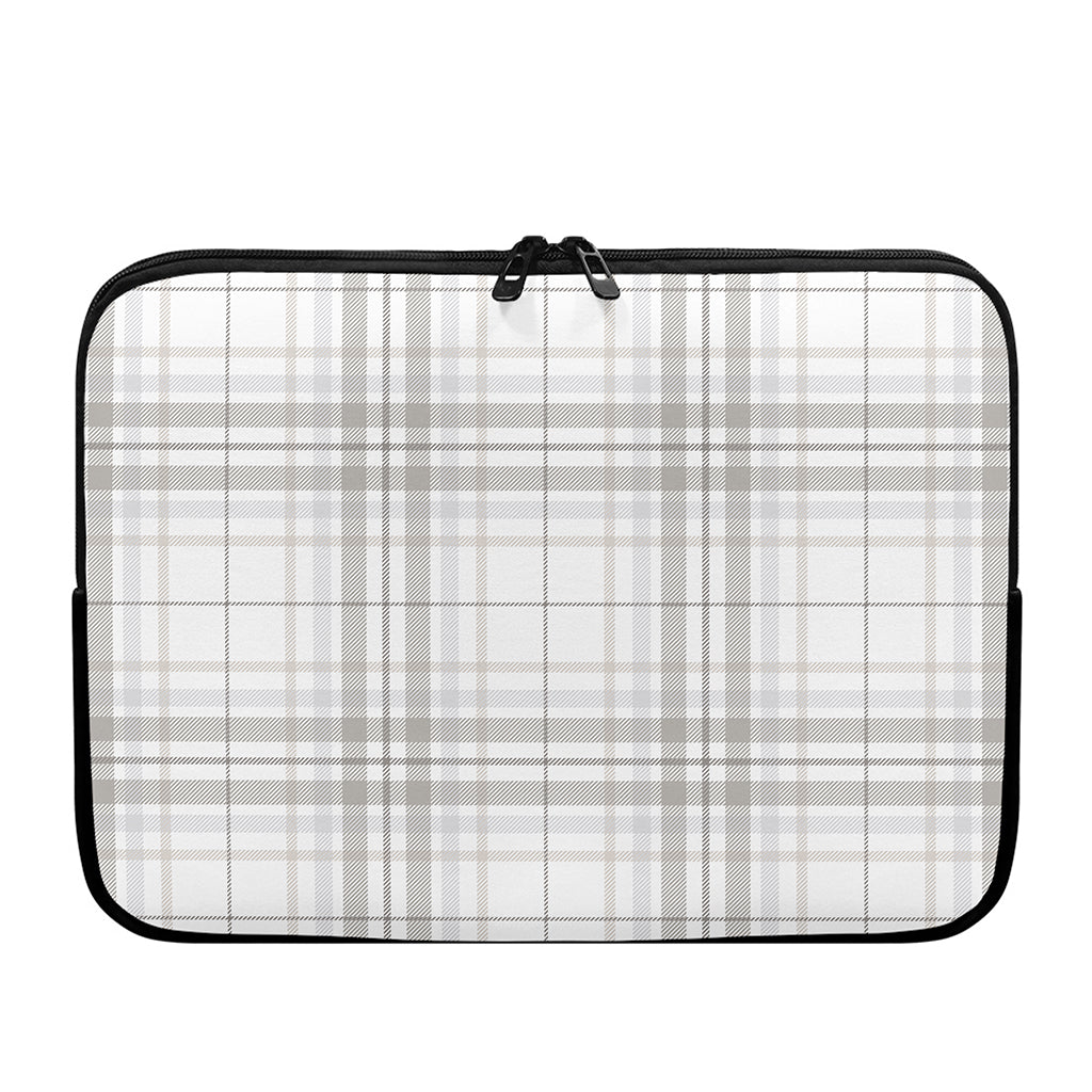 White And Grey Plaid Pattern Print Laptop Sleeve