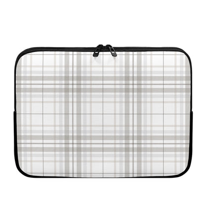 White And Grey Plaid Pattern Print Laptop Sleeve