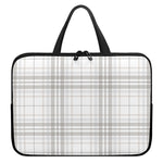 White And Grey Plaid Pattern Print Laptop Sleeve With Handle