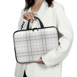 White And Grey Plaid Pattern Print Laptop Sleeve With Handle
