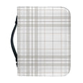 White And Grey Plaid Pattern Print Leather Bible Cover