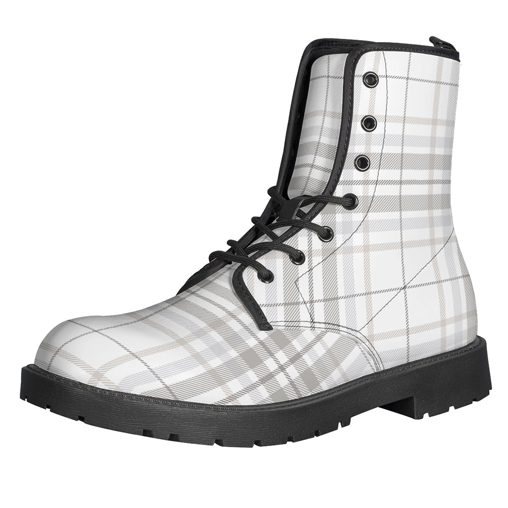 White And Grey Plaid Pattern Print Backpack