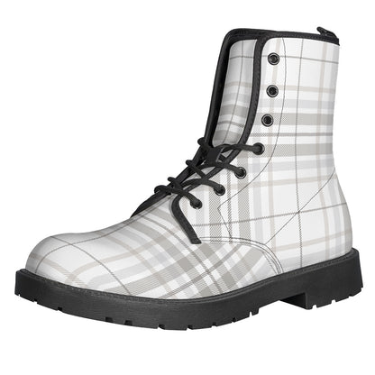 White And Grey Plaid Pattern Print Backpack