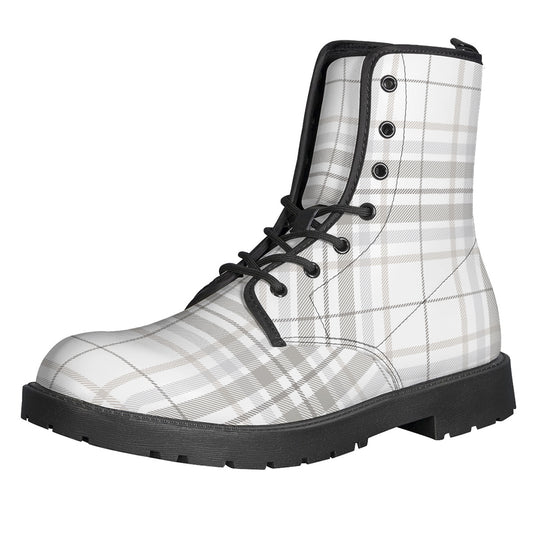 White And Grey Plaid Pattern Print Backpack
