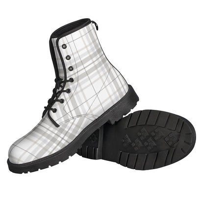 White And Grey Plaid Pattern Print Backpack