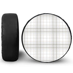 White And Grey Plaid Pattern Print Leather Spare Tire Cover