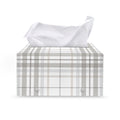 White And Grey Plaid Pattern Print Leather Tissue Box Cover