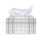 White And Grey Plaid Pattern Print Leather Tissue Box Cover