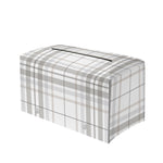 White And Grey Plaid Pattern Print Leather Tissue Box Cover